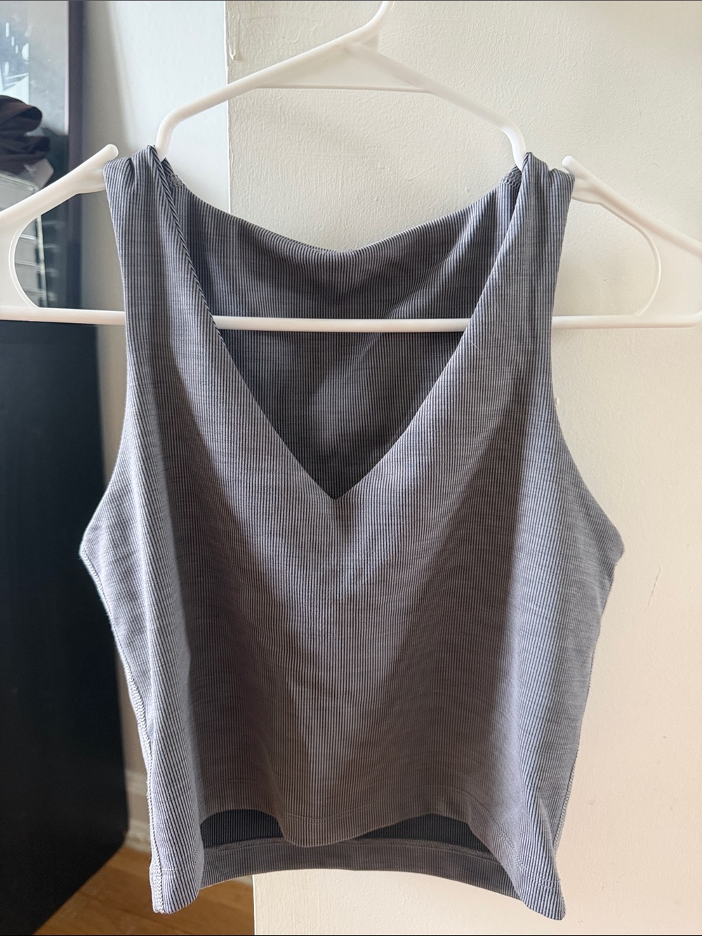 Beyond Yoga Ribbed V-Neck Tank Top in Gray